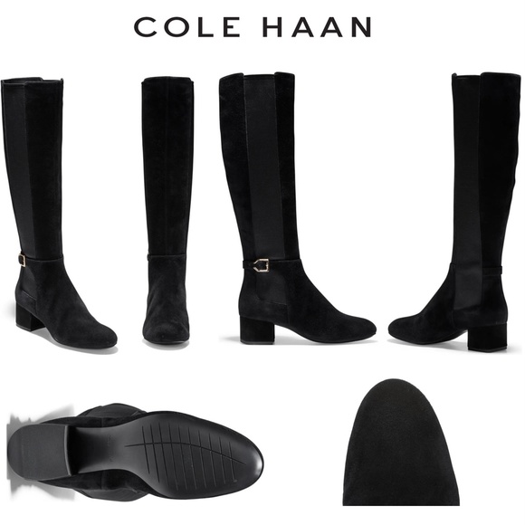 -BRAND new COLE HAAN Avani Stretch Black Suede Leather Over Knee - Picture 3 of 10
